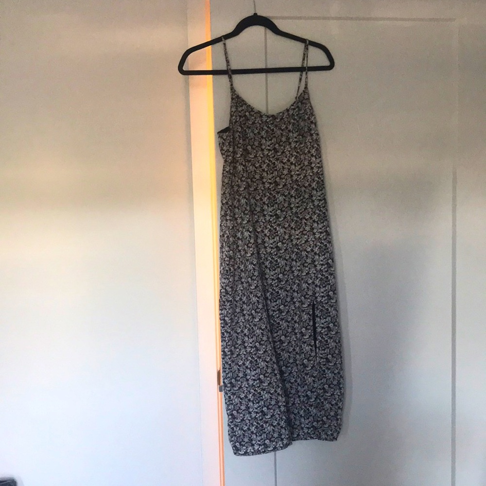 FLORAL High Slit Slip Dress